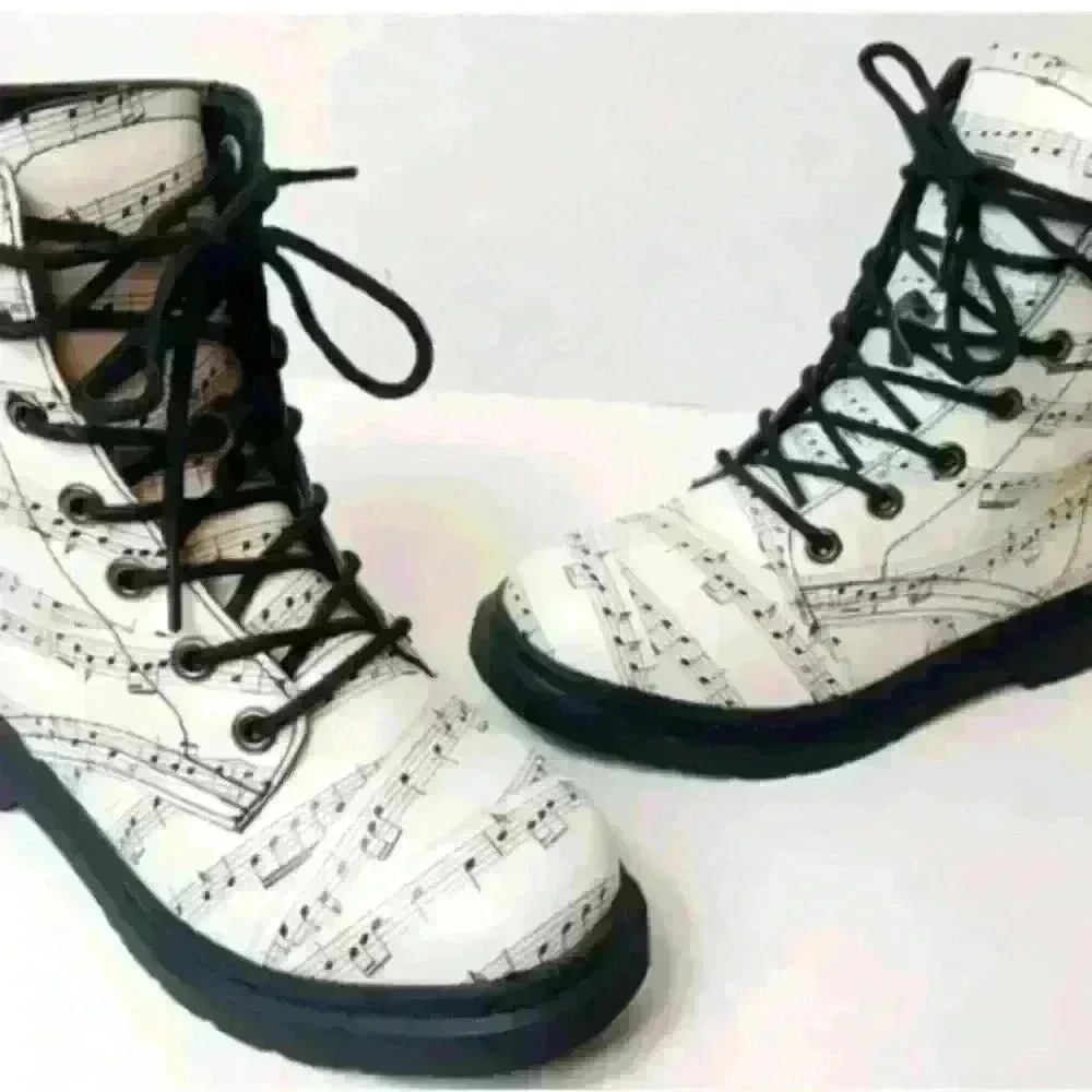 Groove Bags & Custom Kicks Musical Combat Boots Womens 6.5